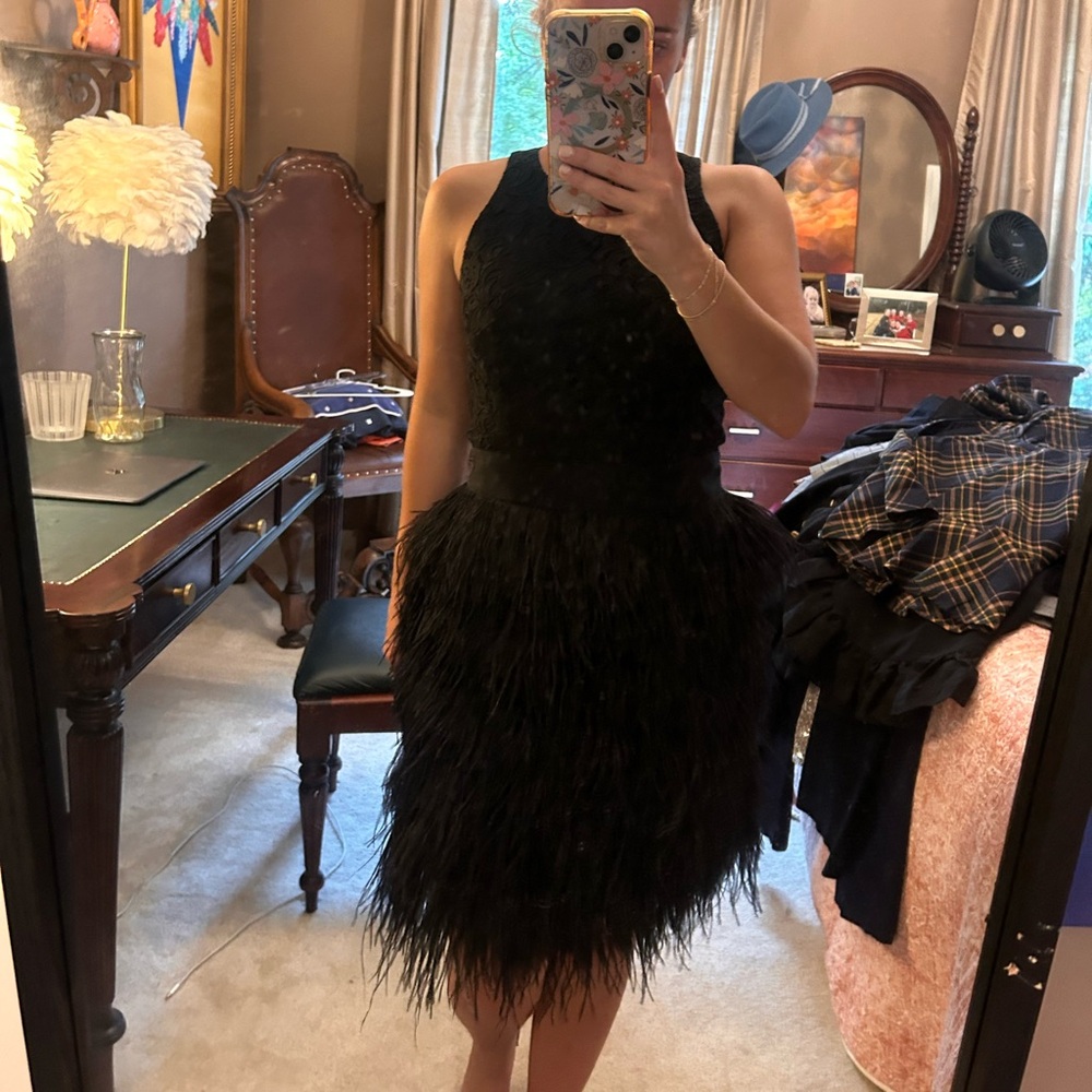 Milly Black Feather Dress